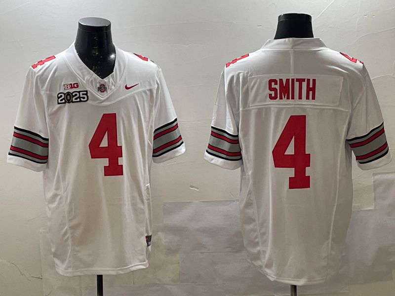 Men Ohio State Buckeyes #4 Smith White Three generations Nike 2025 NCAA Jersey style 1